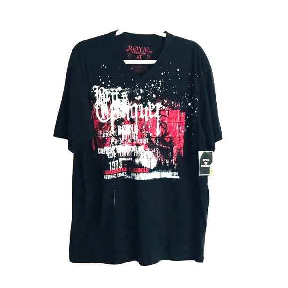 Royal Premium Men’s XL Designer Black Graphic Tee - Picture 1 of 3